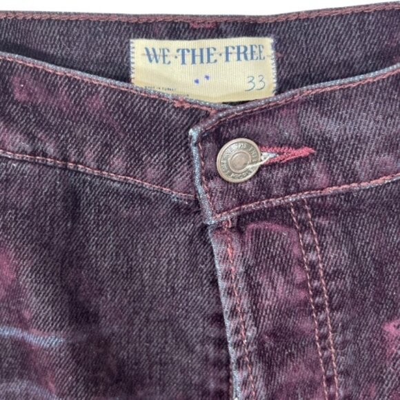 We The Free People First Class Flocked Low Rise Relaxed Straight Jeans 33 NWOT - Picture 4 of 6